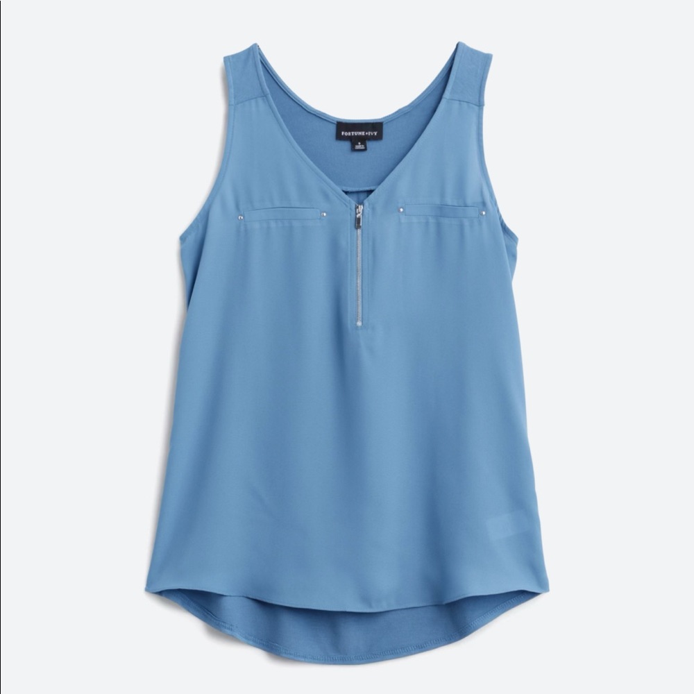 Fortune + Ivy Mixed Material Blouse
